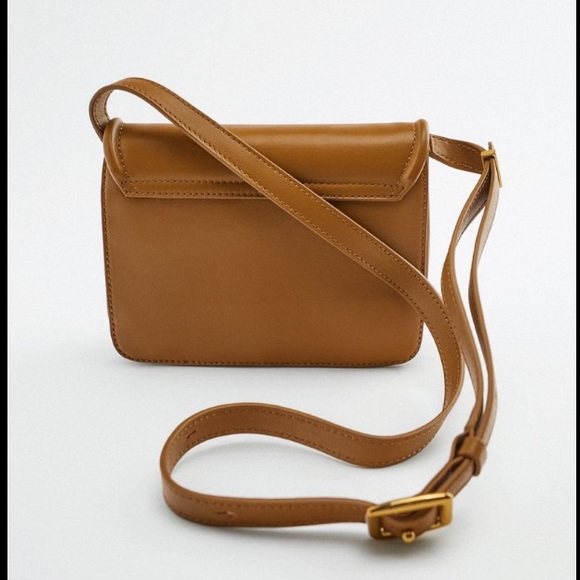 ZARA NWT 100% LEATHER CROSSBODY BAG BROWN - Picture 3 of 7